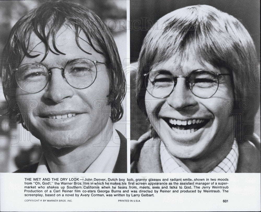 1977 Press Photo John Denver &quot;Oh God!&quot; - Historic Images