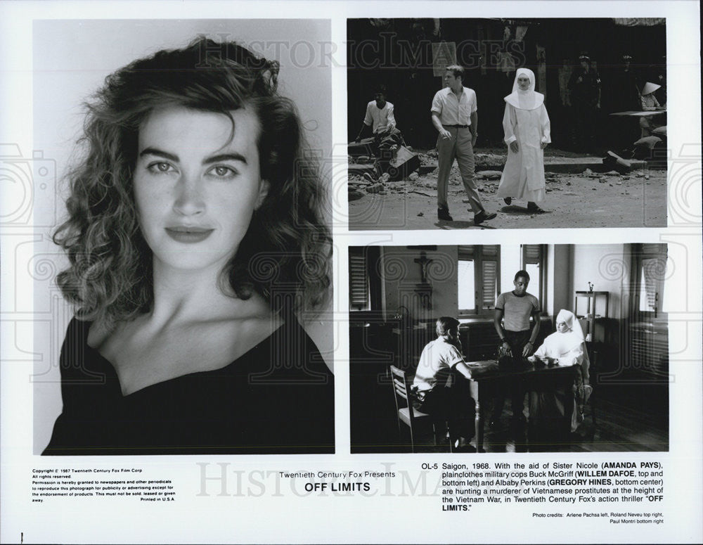 1987 Press Photo Amanda Pays/Willem DaFoe/Gregory Hines/Actor/Actress/Off Limits - Historic Images