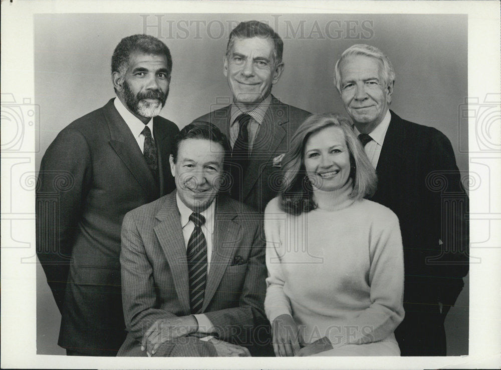 1986 Press Photo Harry Reasoner Diane Sawyer Mike Wallace Ed Bradley - Historic Images