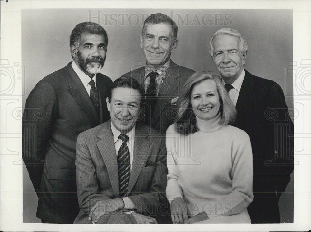 1986 Press Photo Harry Reasoner 60 Minutes CBS Diane Sawyer Mike Wallace - Historic Images