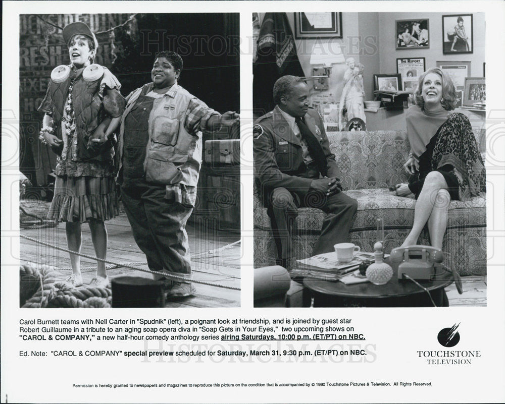 1990 Press Photo Carol Burnett/Actress/Comedian/Nell Carter/Robert Guillaume - Historic Images