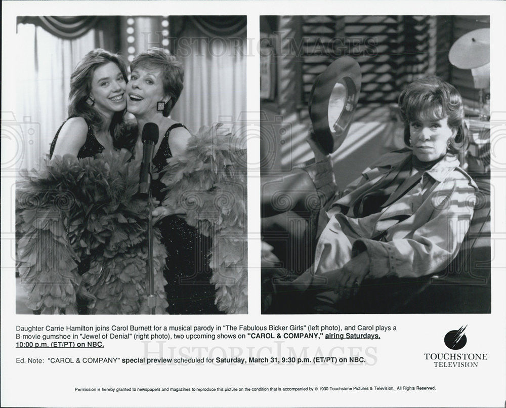 1990 Press Photo Carol Burnett/Actress/Comedian/Singer/Writer/Carrie Hamilton - Historic Images