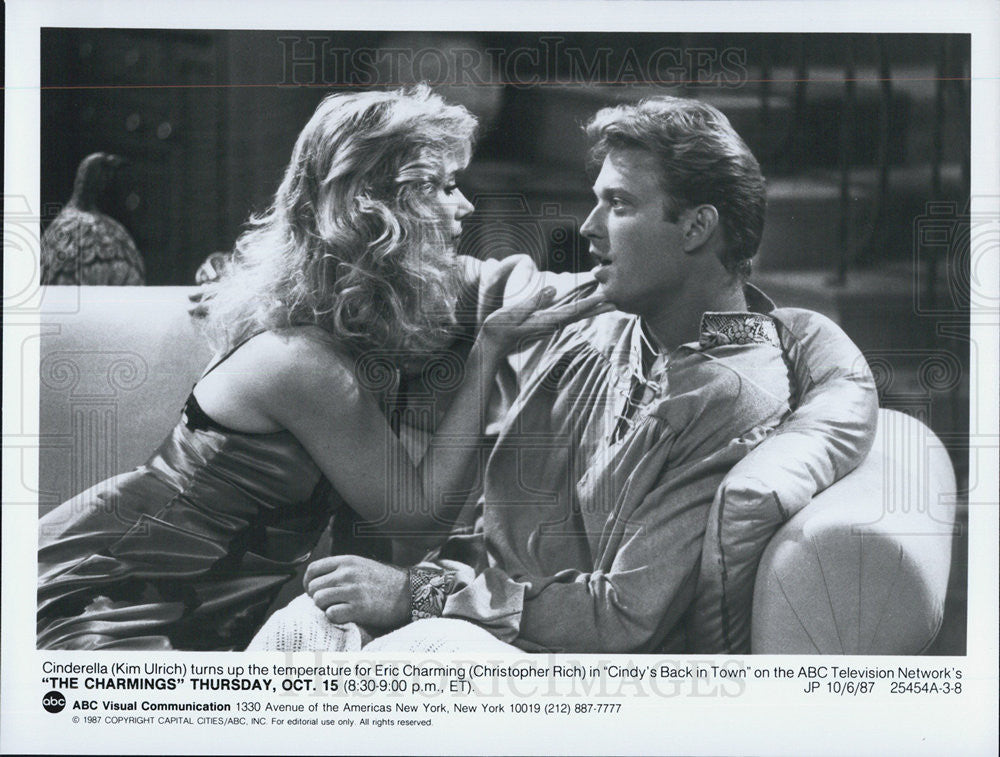 1987 Press Photo Kim Ulrich &amp; Christopher Rich on &quot;The Charmings&quot; - Historic Images