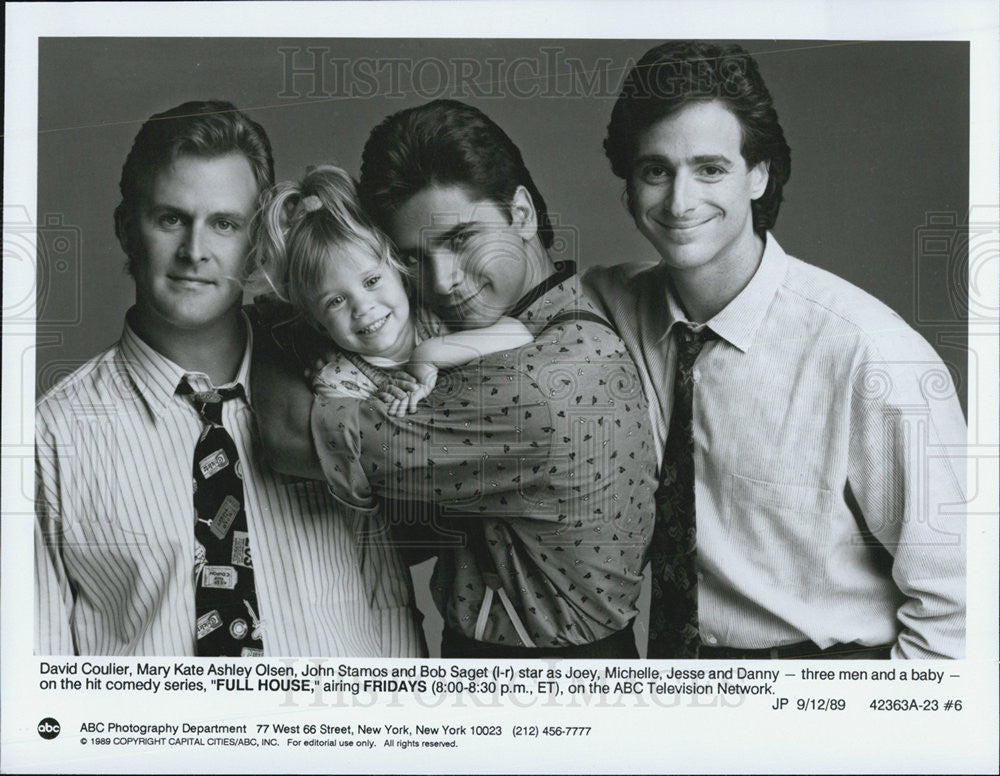 1989 Press Photo David Coulier, Mary Kate Ashley Olsen, John Stamos, Bob Saget - Historic Images