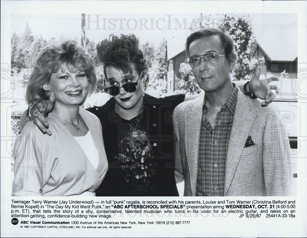 1987 Press Photo Jay Underwood,Christina Belford,Bernie Koppel - Historic Images