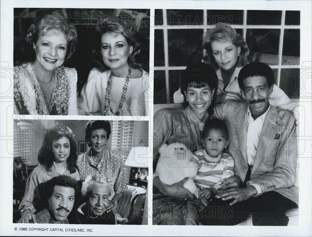 1986 Press Photo Barbara Walters ABC Lionel Richie Brenda Betty White - Historic Images