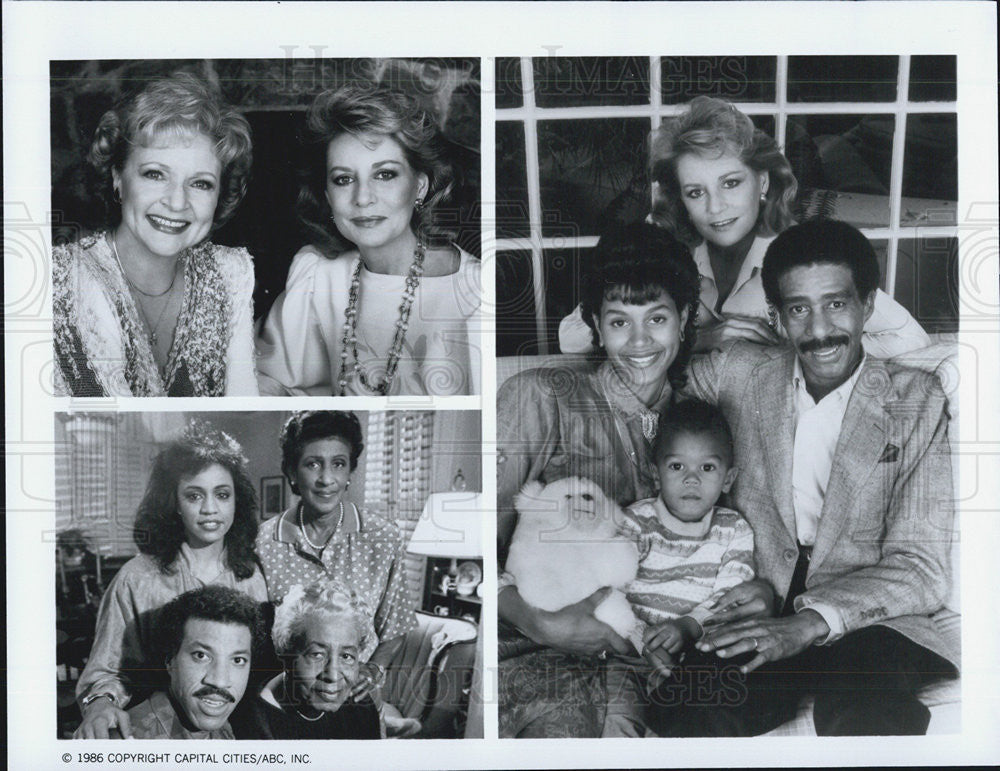 1986 Press Photo Barbara Walters ABC Lionel Richie Brenda Betty White - Historic Images