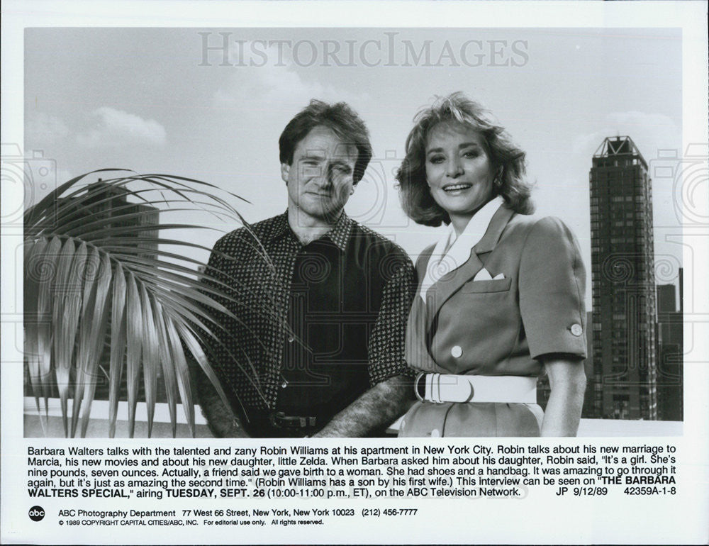 1989 Press Photo Robin Williams in &quot;The Barbara Walters Special&quot; - Historic Images
