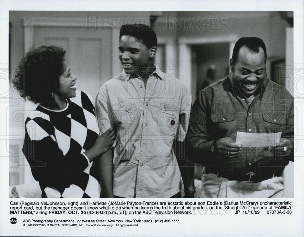 1989 Press Photo Reginald VelJohnson on &quot;Family Matters&quot; - Historic Images