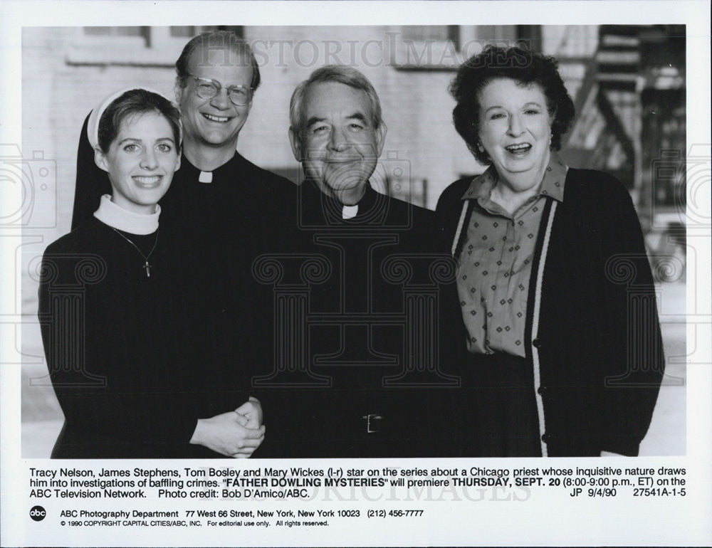 1990 Press Photo Tracy Nelson and Tom Bosley in Father Dowling Mysteries - Historic Images