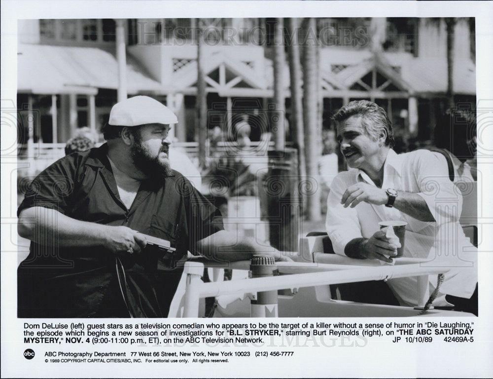1989 Press Photo Dom DeLuise Actor Burt Reynolds B.L. Stryker Mystery Movie - Historic Images