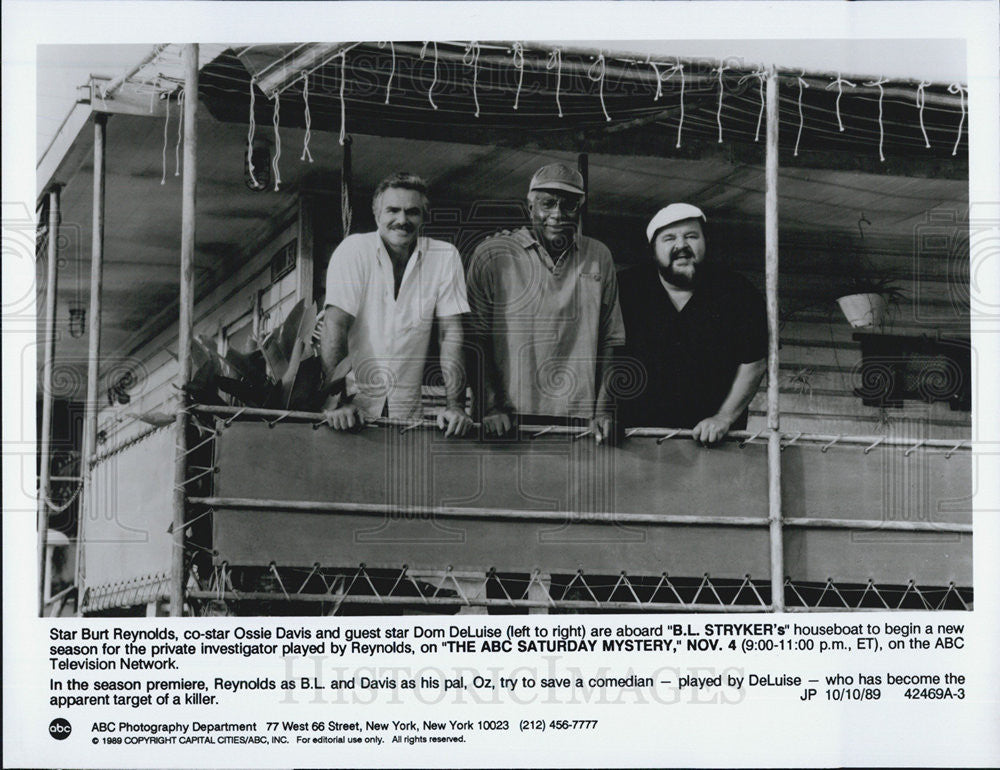 1989 Press Photo Burt Reynolds Actor Ossie Davis Dom DeLuise B.L. Stryker - Historic Images