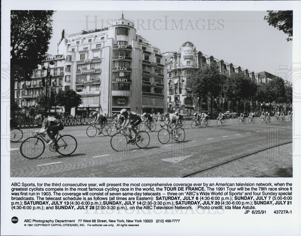 1991 Press Photo of ABC TV coverage of the Tour De France bike race - Historic Images