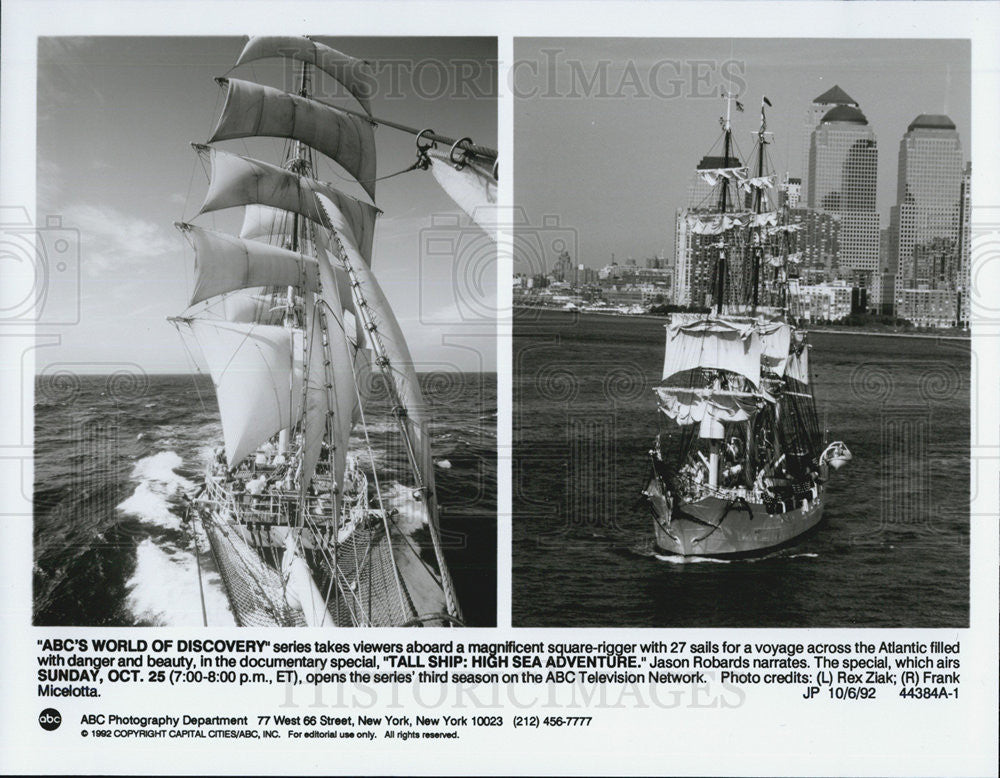 1992 Press Photo ABC&#39;s World of Discovery Tall Ship: High Seas Adventures&quot; - Historic Images