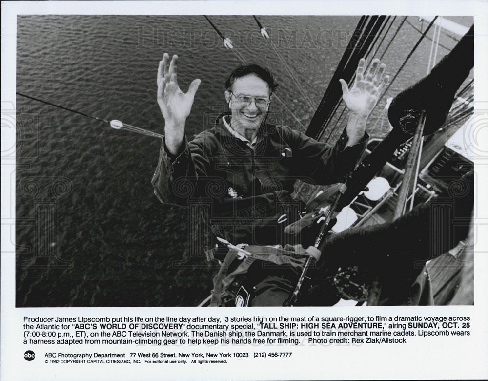 1992 Press Photo Producer James Lipscomb, Tall Ship: High Sea Adventure - Historic Images