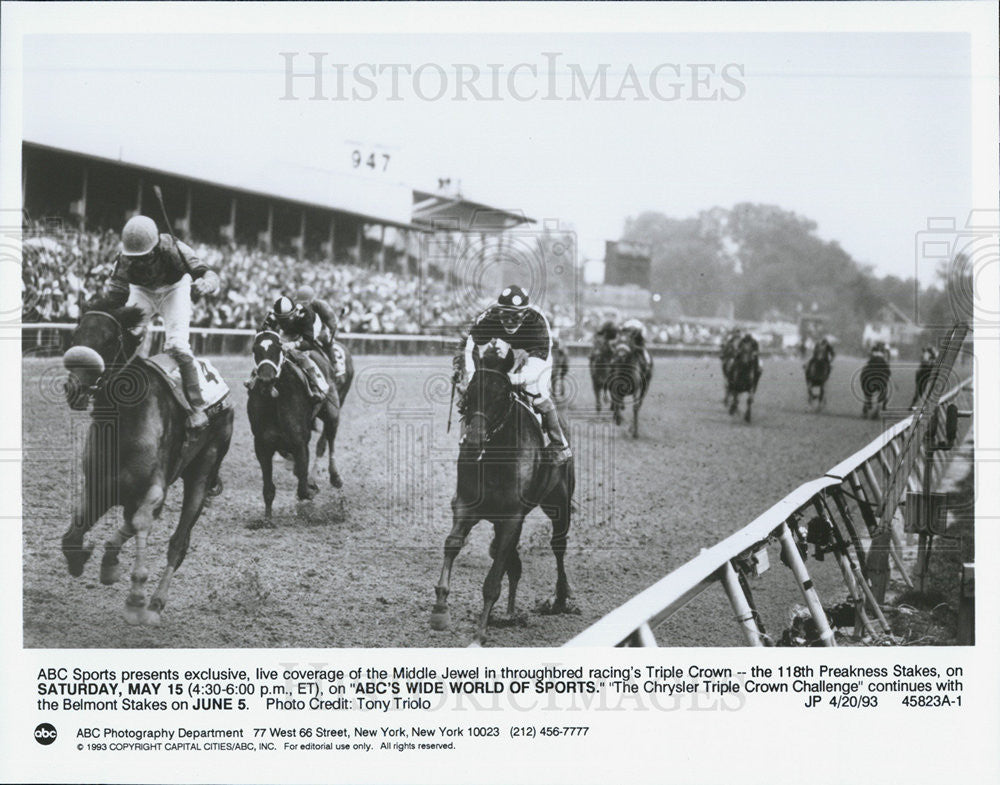 1993 Press Photo ABC&#39;s Wide World of Sports Horse Racing - Historic Images