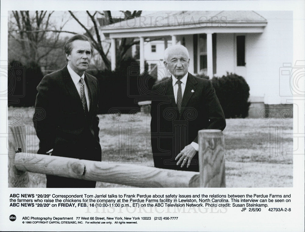 1990 Press Photo of poultry mogul Frank Perdue of Perdue Farms on TV&#39;s  20/20 - Historic Images