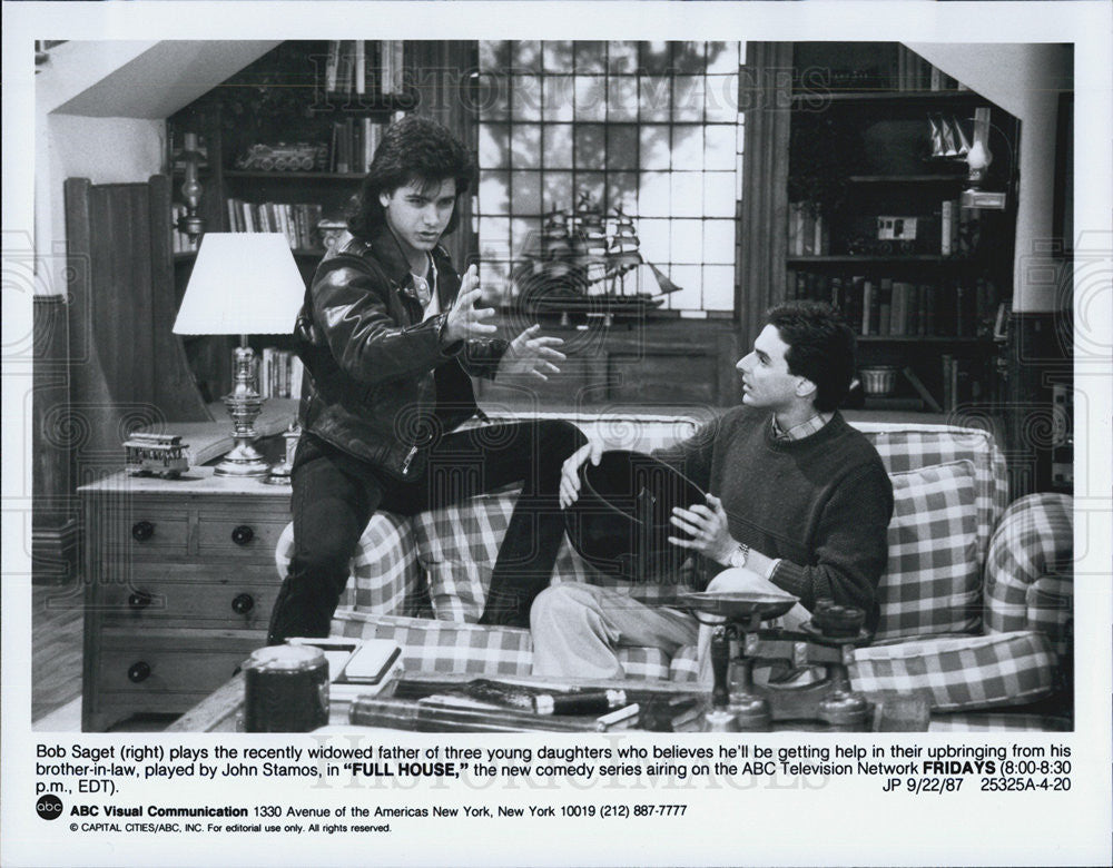 1987 Press Photo of John Stamos &amp; Bob Saget of TV series Full House - Historic Images