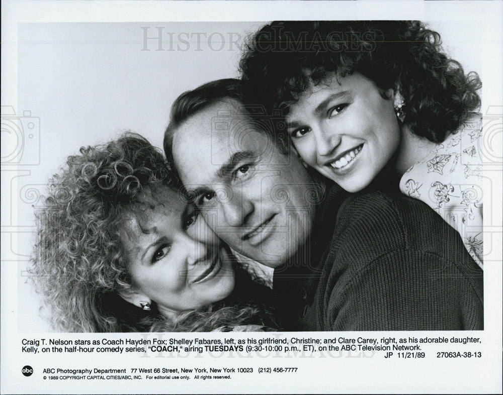 1989 Press Photo Craig T. Nelson Clare Carey Shelley Fabares Coach Sitcom Series - Historic Images
