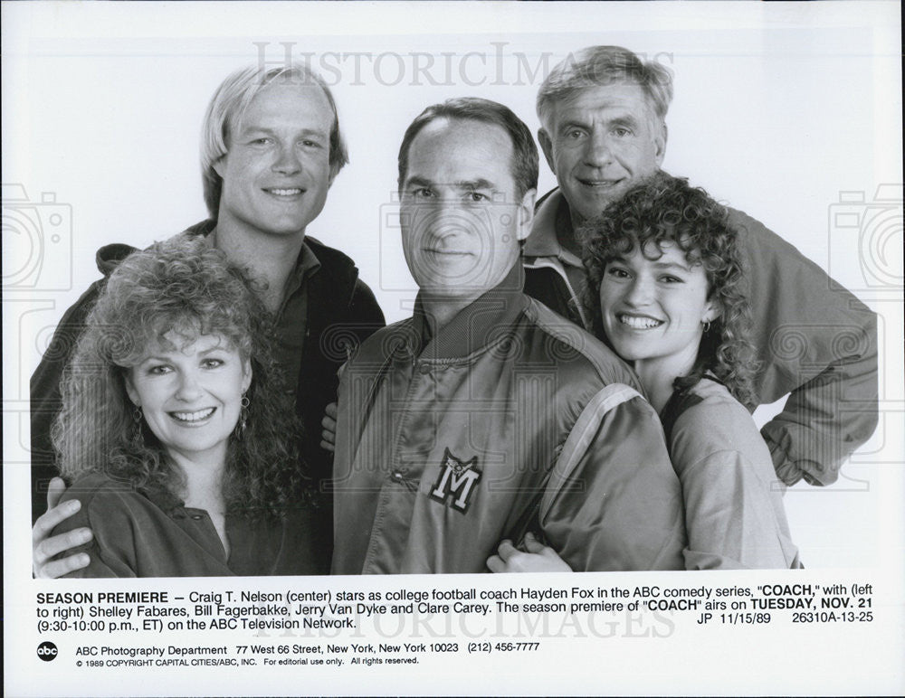 1989 Press Photo Craig T. Nelson Shelley Fabares Bill Fagerbakke Jerry Van Dyke - Historic Images