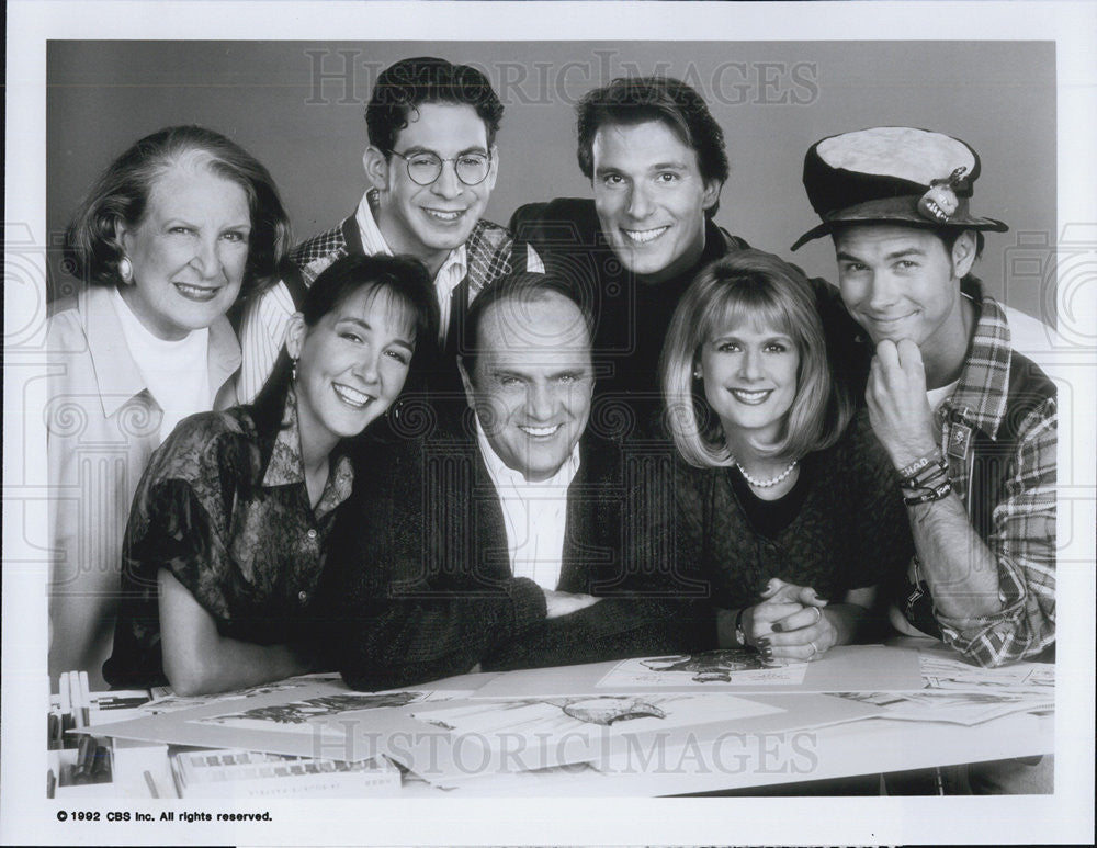 Press Photo Bob Newhart, Ruth Kobart, Cynthia Stevenson, Carlene Watkins - Historic Images