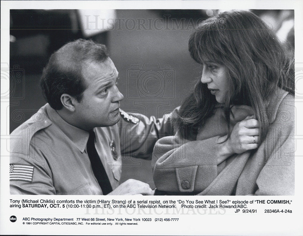 1991 Press Photo Michael Chiklis &amp; Hilary Strang on &quot;The Commish&quot; - Historic Images