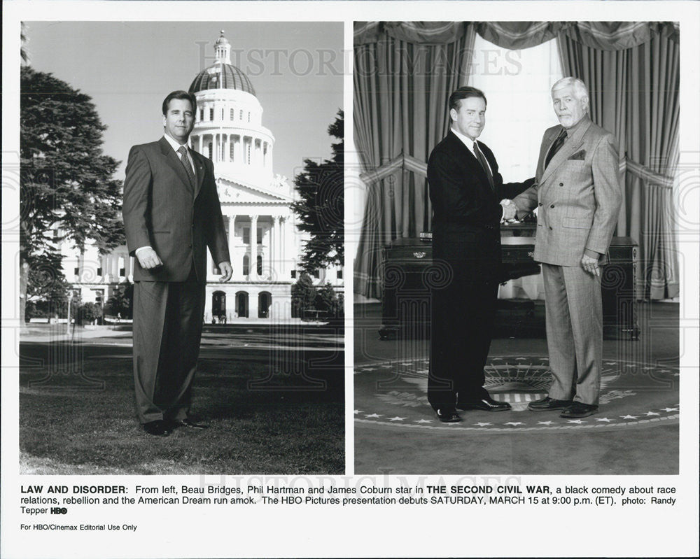 Press Photo Beau Bridges,James Coburn &amp;Phil Hartman - Historic Images