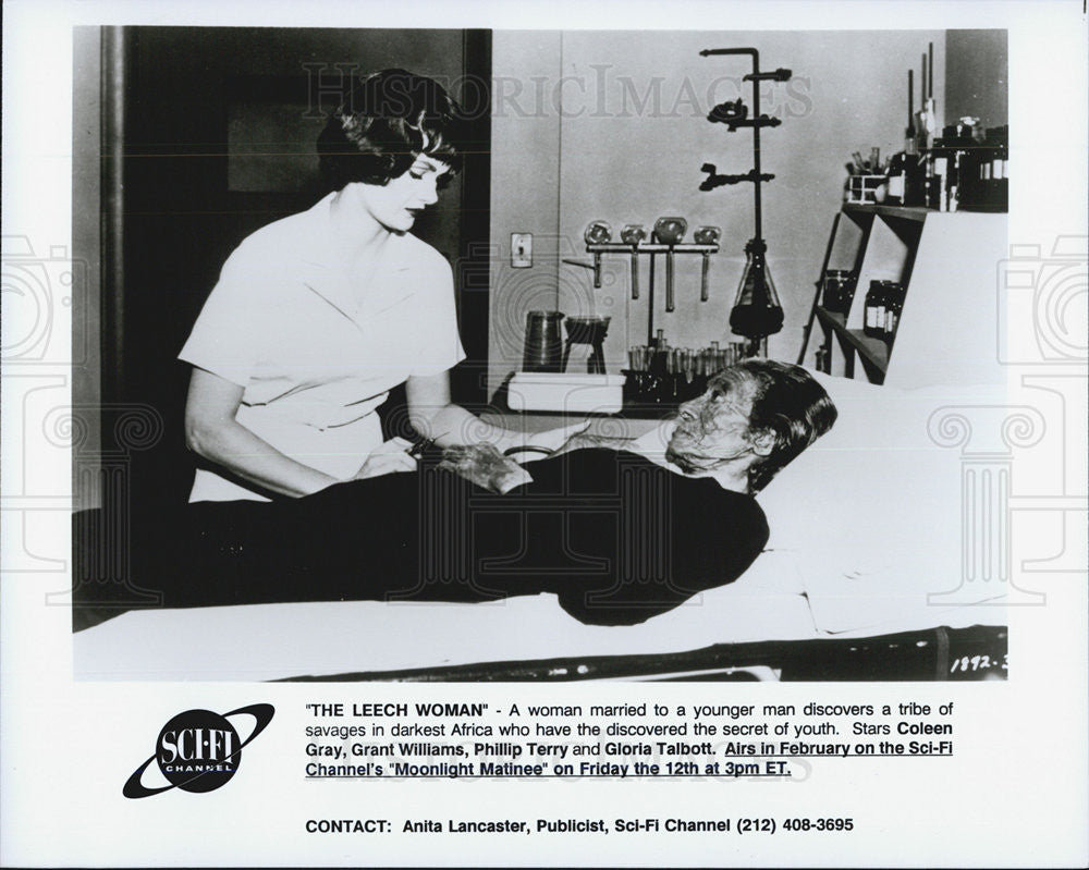 1960 Press Photo Coleen Gray Actress Gloria Talbott Leech Woman Horror Film - Historic Images