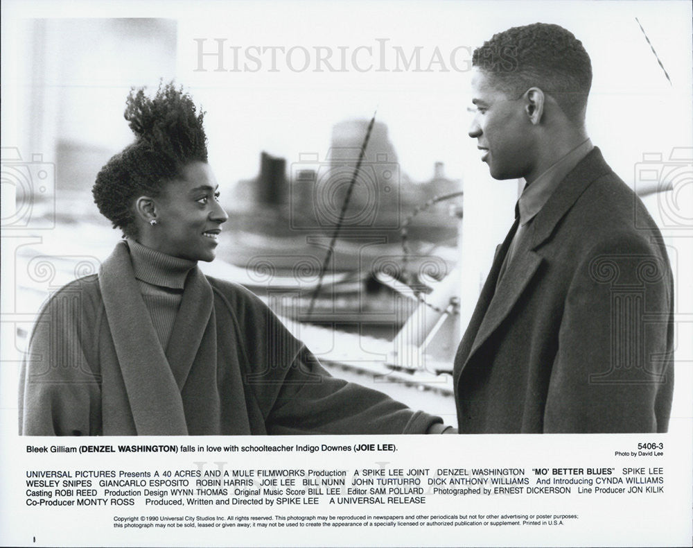 1990 Press Photo Denzel Washington, Spike Lee, Robin Harris in "Mo Better Blues" - Historic Images