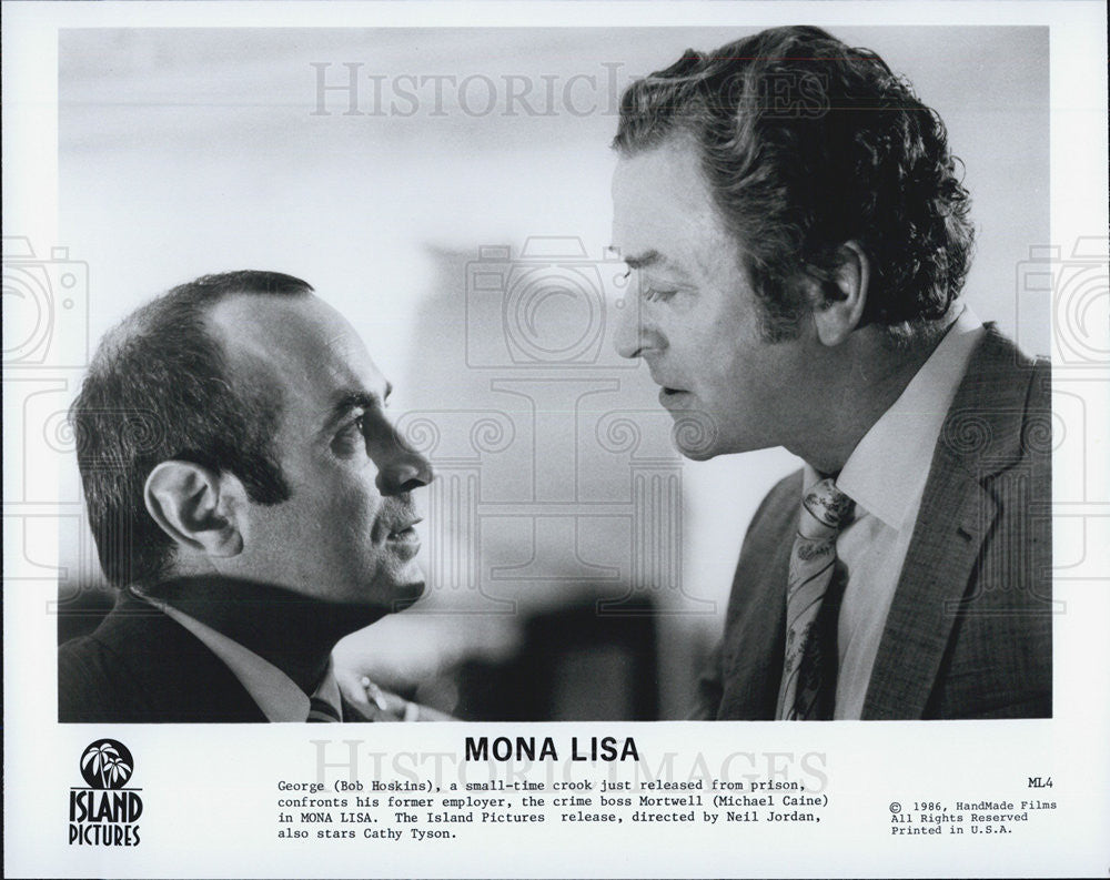1986 Press Photo Bob Hoskins/Michael Cain Star In "Mona Lisa" COPY - Historic Images