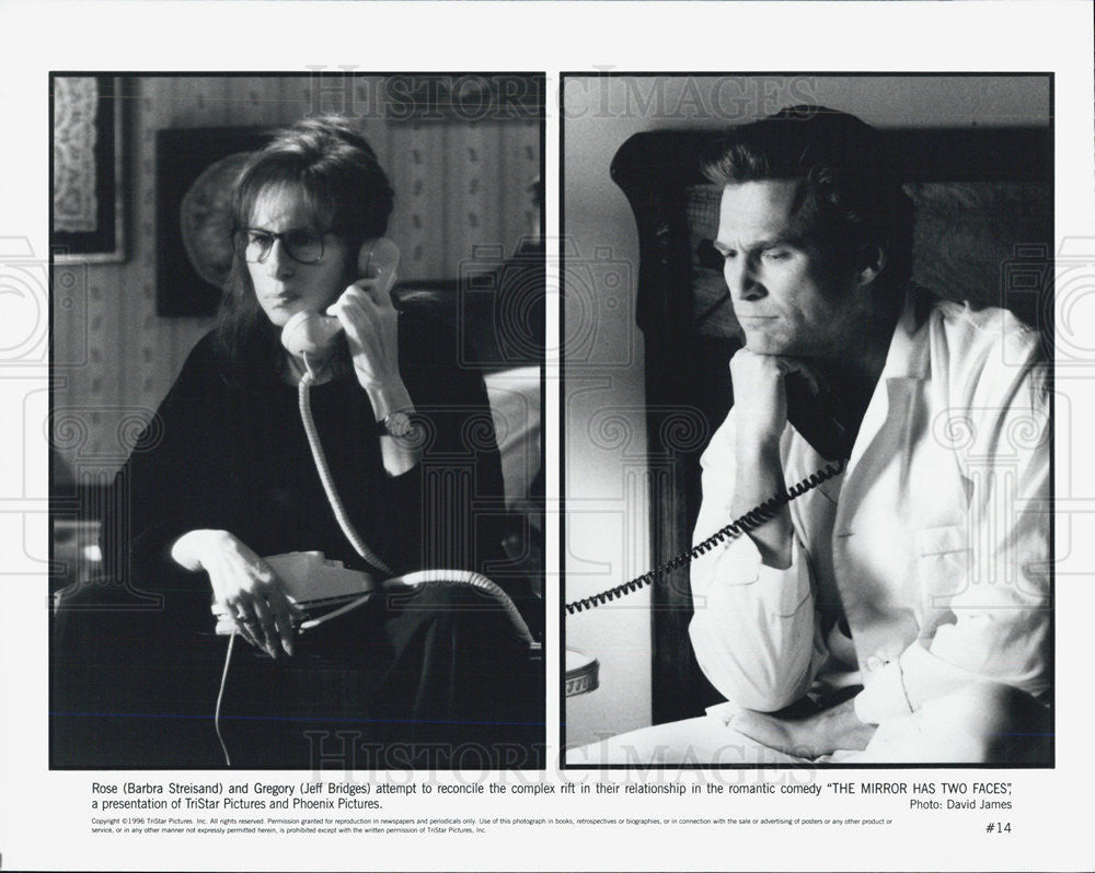 1996 Press Photo Barbra Streisand, Jeff Bridges in "The Mirror Has Two Faces" - Historic Images