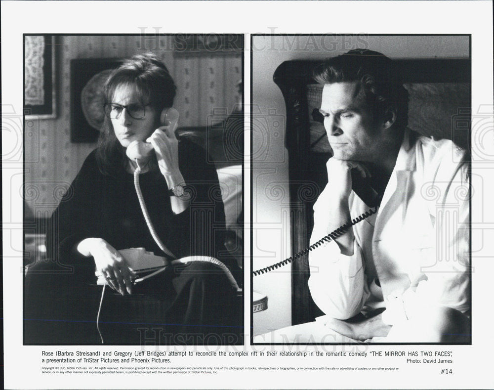 1996 Press Photo Barbra Streisand and Jeff Bridges in "The Mirror Has Two Faces" - Historic Images