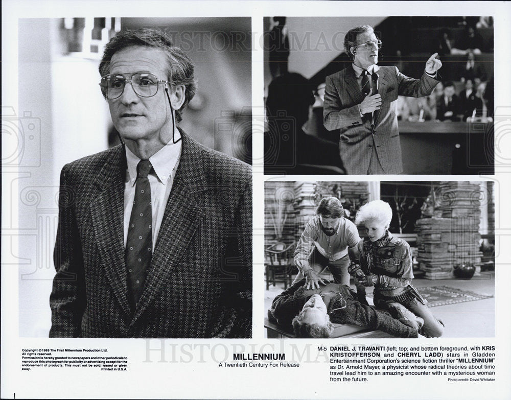 1989 Press Photo Film Millennium Daniel Travanti Kris Kristofferson Cheryl Ladd - Historic Images