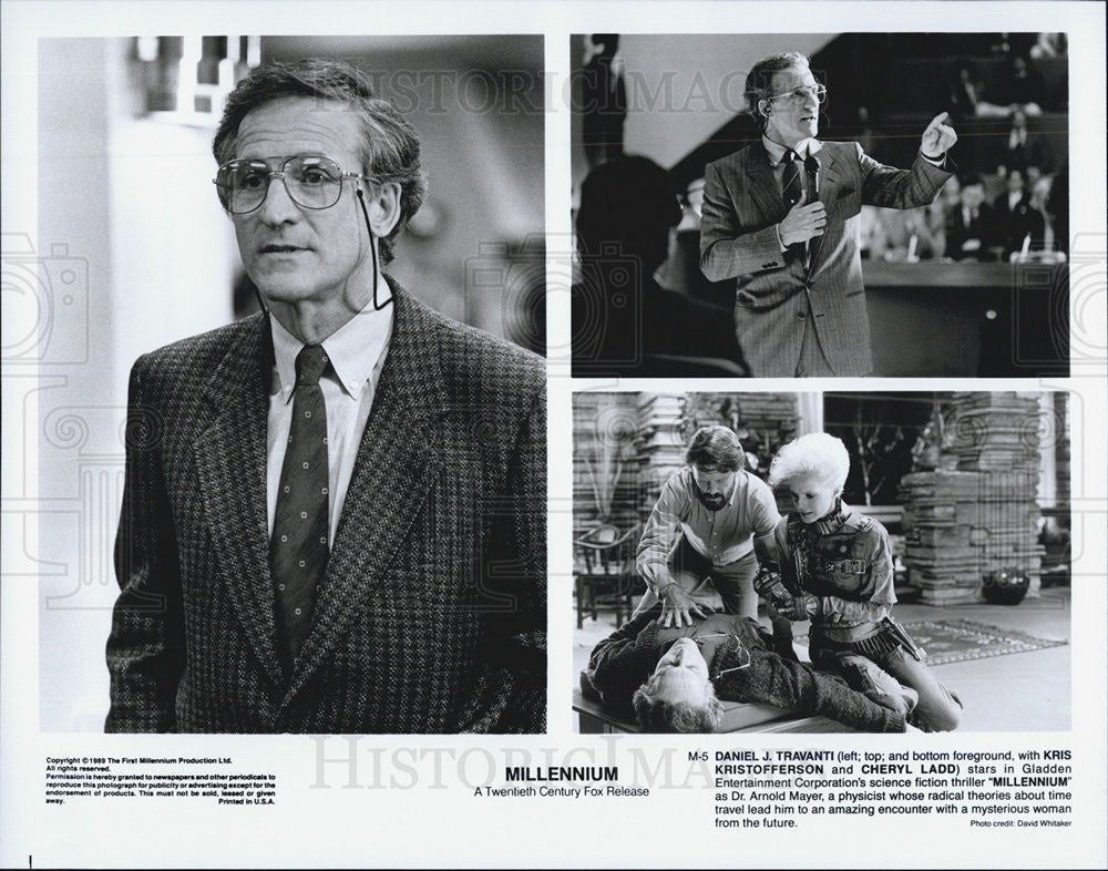 1989 Press Photo Film Millennium Daniel Travanti Cheryl Ladd Kris Kristofferson - Historic Images