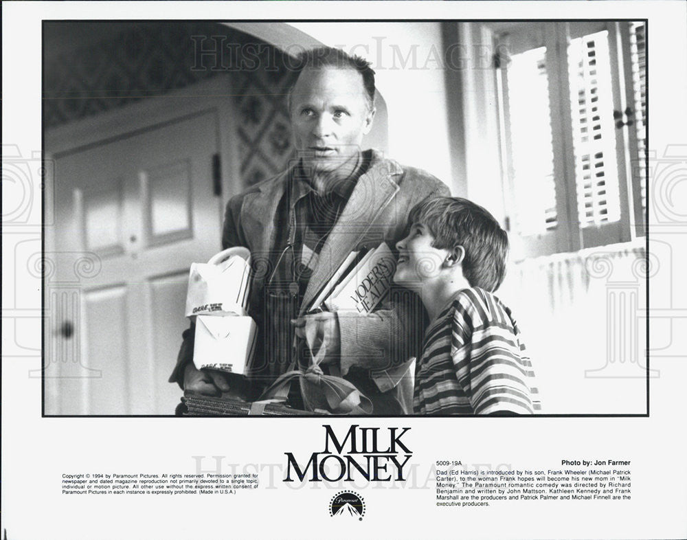 1994 Press Photo Film Milk Money Ed Harris Michael Patrick Carter - Historic Images