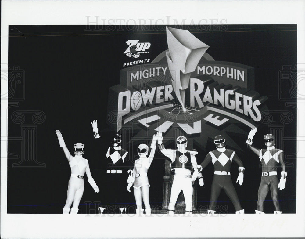 Press Photo Mighty Morphin Power Rangers Live Show Characters Waving Goodbye - Historic Images