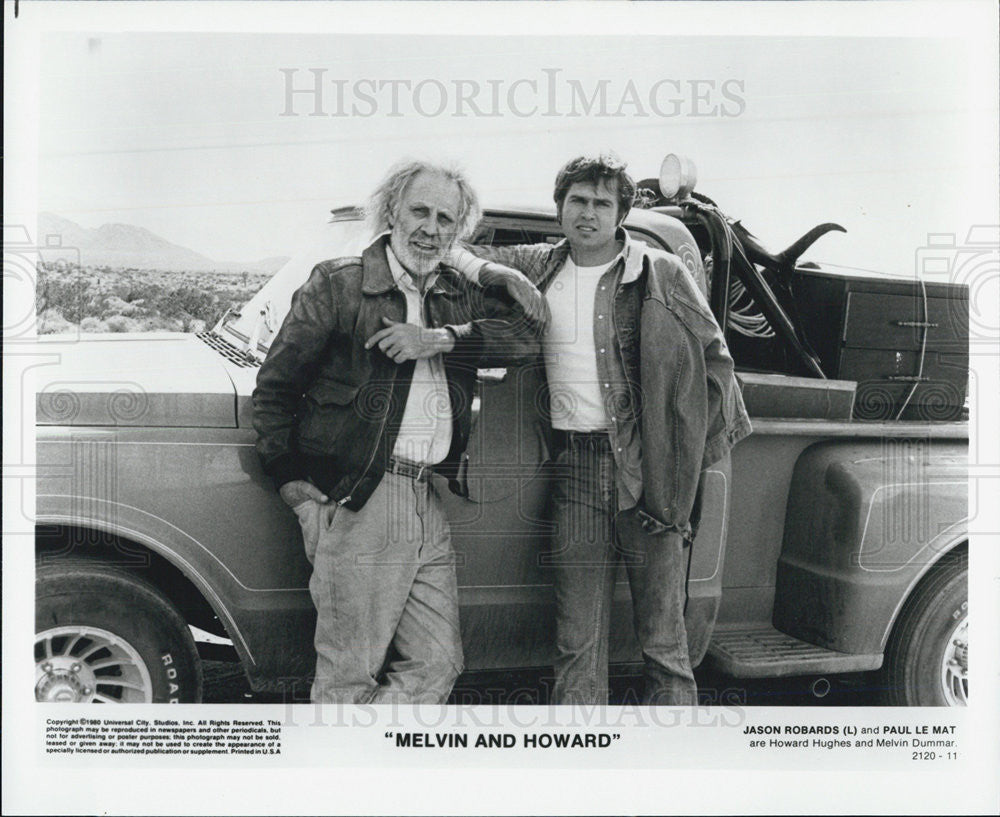 1988 Press Photo Jason Robards And Paul Le Mat In &quot;Melvin And Howard&quot; - Historic Images