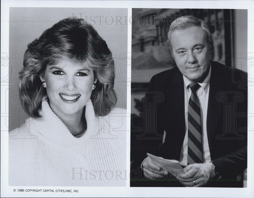 1986 Press Photo Joan Lunden and Steve Bell hosts "Good Morning America" on ABC - Historic Images