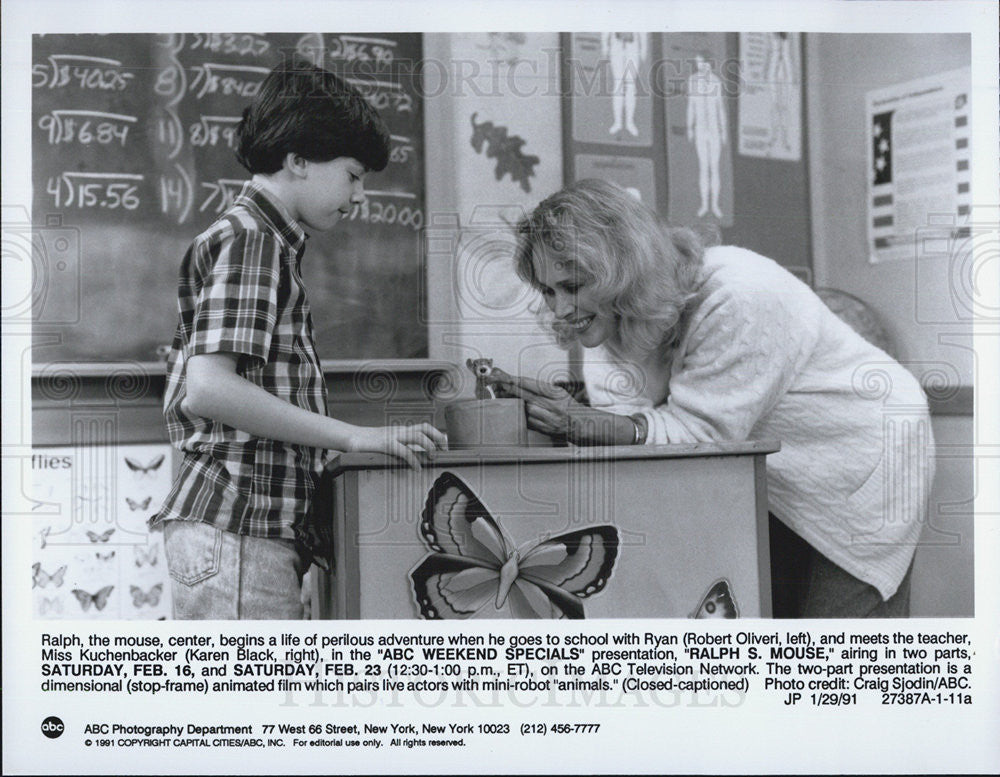 1991 Press Photo Robert Oliveri/Karen Black and Ralph in Ralph The Mouse On ABC - Historic Images