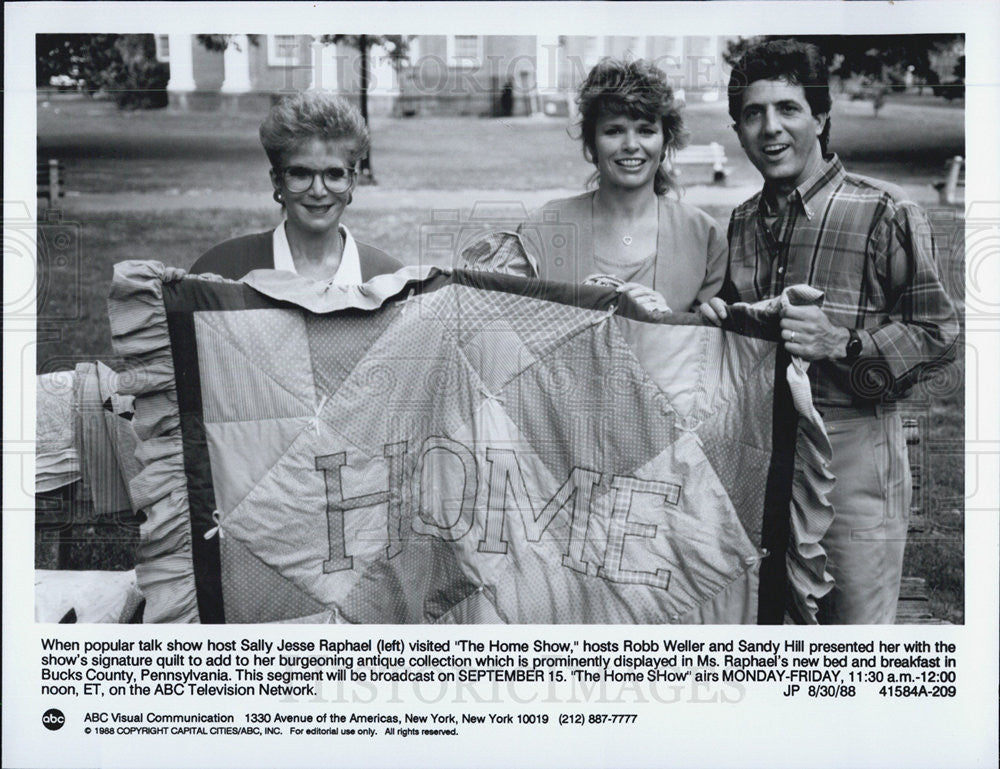 1988 Press Photo Sally Jesse Raphael, Robb Weller &amp; Sandy Hill - &quot;The Home Show&quot; - Historic Images