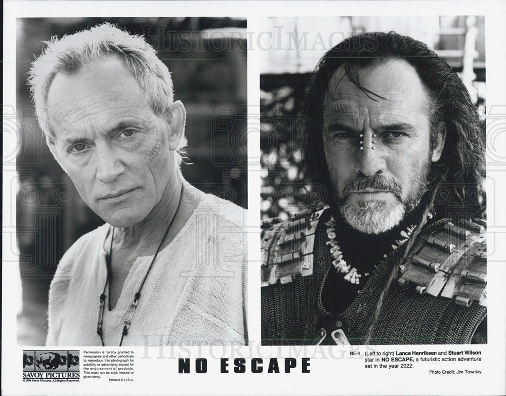 1994 Press Photo Lance Henriksen &amp; Stuart Wilson Star In &quot;No Escape&quot; - Historic Images