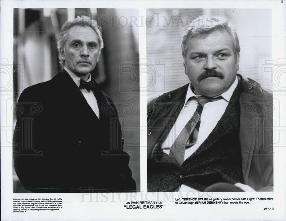 1986 Press Photo Actor Terence Stamp and Brian Dennehy, Movie Legal Eagles - Historic Images