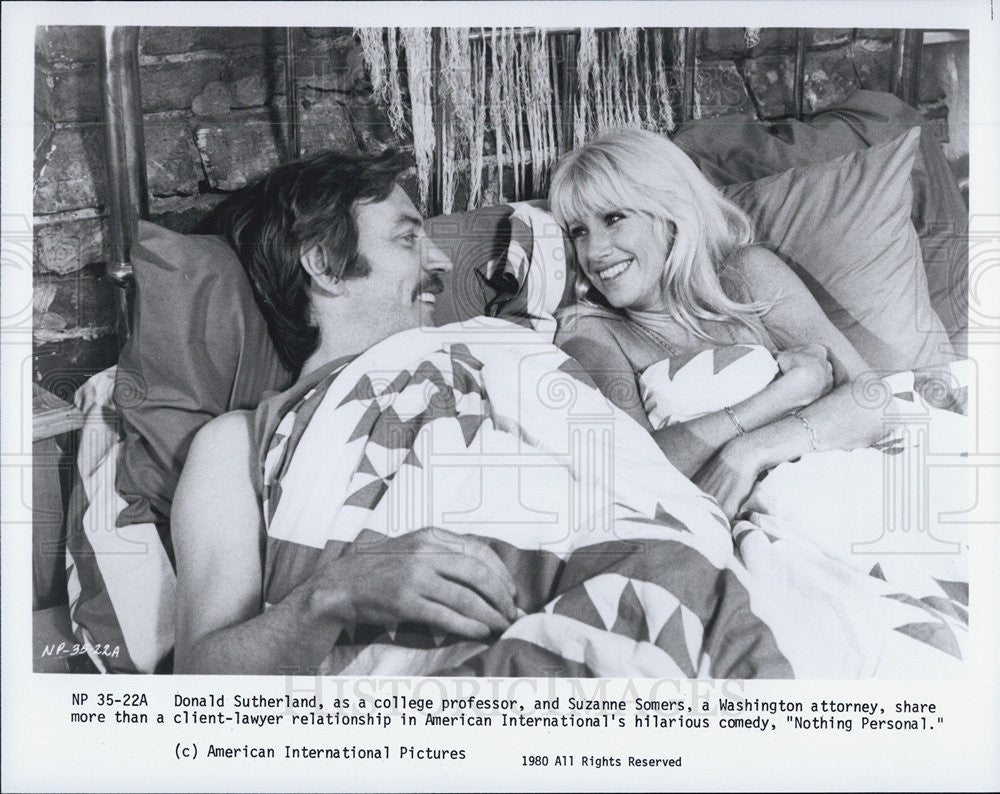 1980 Press Photo Donald Sutherland Actor Suzanne Somers Actress Nothing Personal - Historic Images