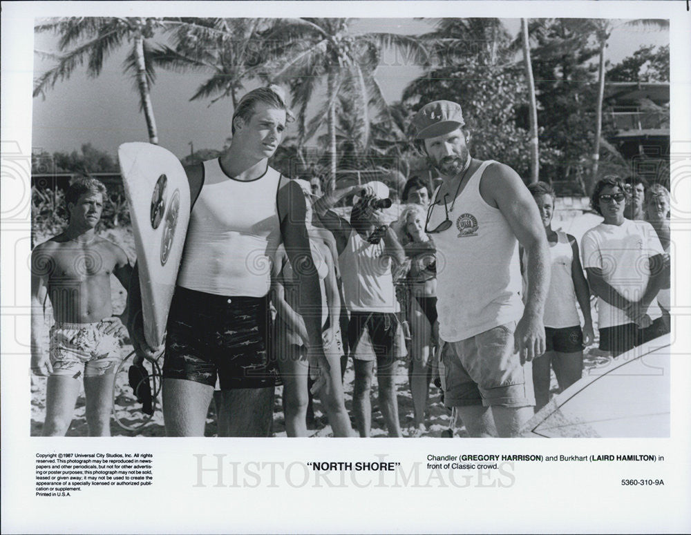 1987 Press Photo Gregory Harrison Actor Laird Hamilton North Shore Movie Film - Historic Images