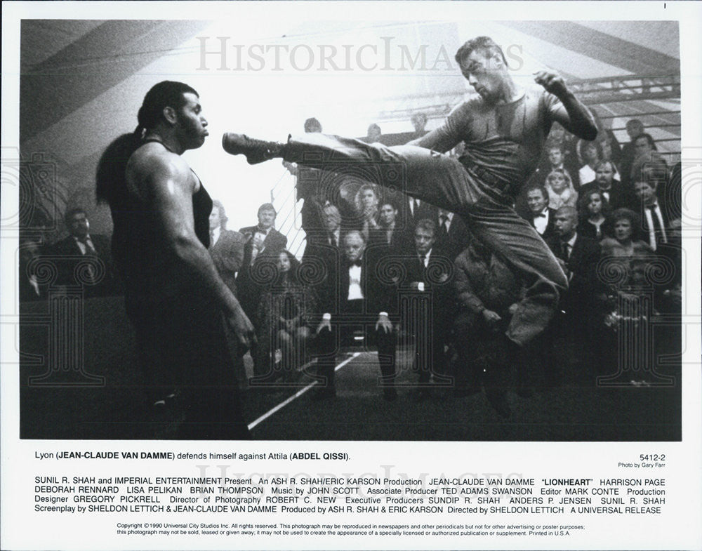 1990 Press Photo Jean-Claude Van Damme Actor Abdel Qissi Lionheart Film Movie - Historic Images