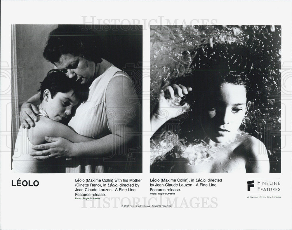 1992 Press Photo of young actor Maxime Collin with Actress Ginette Reno in Leolo - Historic Images