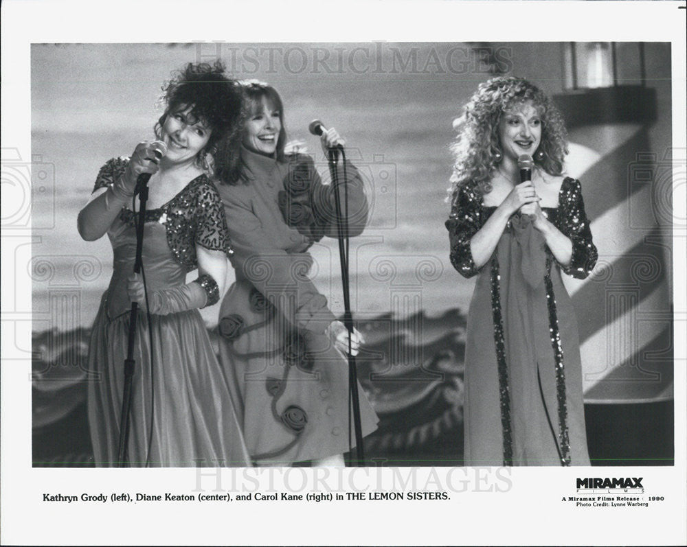 1990 Press Photo Actress Kathryn Grody, Diane Keaton and Carol Kane - Historic Images