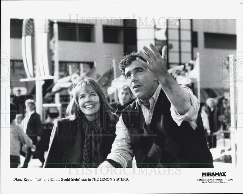 1990 Press Photo Diane Keaton and Elliott Gould star in &quot;The Lemon Sisters&quot; - Historic Images