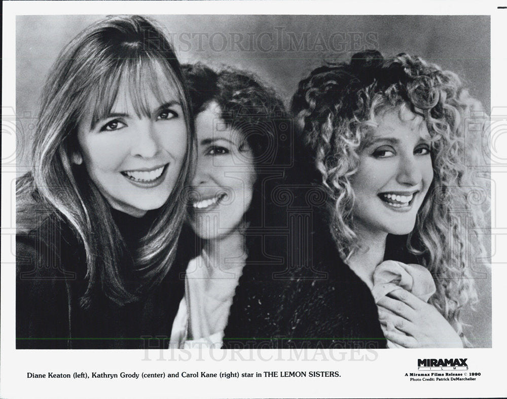 1990 Press Photo Kathryn Grody, Diane Keaton &amp; Carol Kane in &quot;The Lemon Sisters&quot; - Historic Images