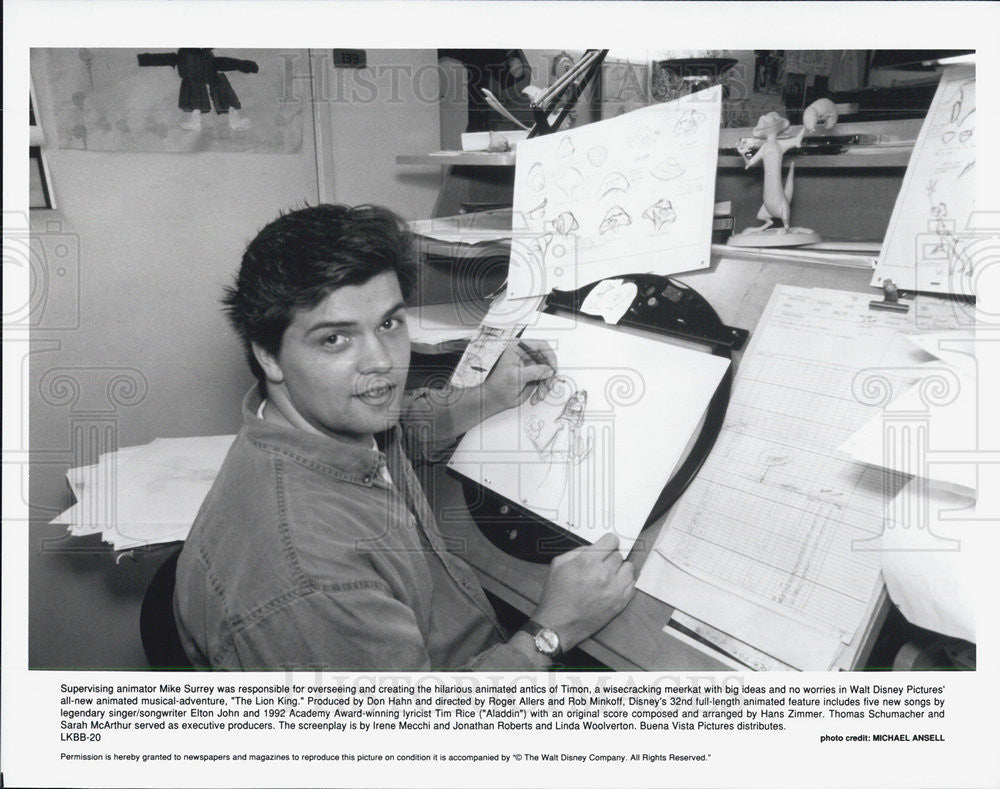 Press Photo Supervising Animator Mike Surrey of &quot;The Lion King&quot; - Historic Images
